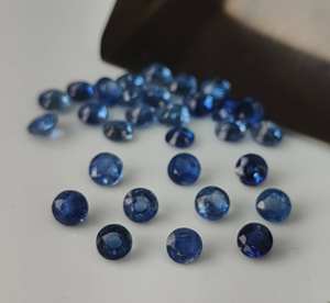 Cianita natural al por mayor 3mm-8mm redondo azul piedra preciosa facetada suelta para la fabricación de joyas color azul - Product Image 3