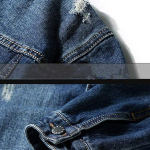 Chaquetas Vaqueras Vintage para Hombre, Corte Ajustado, Casual, Moderno, Holgado, Retro, Resistente, Lavado Azul y Negro, Desgastado, Ropa de Calle para Uso Diario - Product Image 6