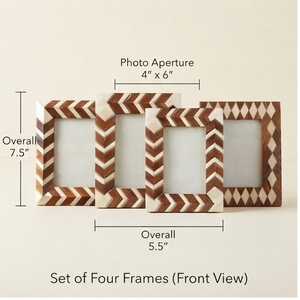 Wooden Photo <b>Frames</b> With Chevron Pattern 4x6 Inch Aperture Decorative Living room & <b>Wall</b> Art - Product Image 1