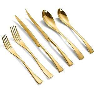 Lot de 5 couverts en acier inoxydable fabriqués à la main de style américain unique Ustensiles de fête de haute qualité avec poignées texturées argentées - Product Image 3