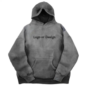 เสื้อฮู้ดผ้าถักสำหรับผู้ชายซักด้วยกรดดีไซน์ใหม่สำหรับฤดูหนาว - Product Image 2