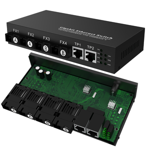FTTH Fiber Optic Equipment Supply Gigabit SM Fiber Simplex 4SC to 2RJ45 Optical Fiber <b>Ethernet</b> Converter - Product Image 1