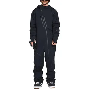 Fabricante personalizado negro traje de esquí hombres invierno a prueba de viento impermeable esquí Snowboard chaqueta pantalones traje