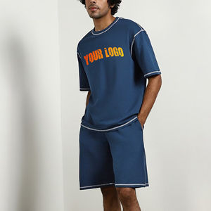 Ensemble T-shirt et short pour homme, prix d'usine, décontracté, pour tous les jours et la plage, en coton léger, deux pièces - Product Image 1