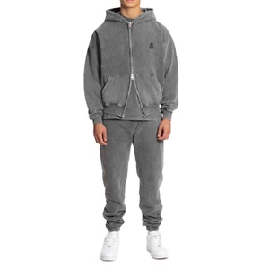 Conjunto de Chándal de Algodón 100% de Alta Calidad al por Mayor con Cordón, Lavado Ácido, Estilo Urbano, Transpirable, de Peso Pesado, para Invierno, Personalizado, Ecológico - Product Image 1