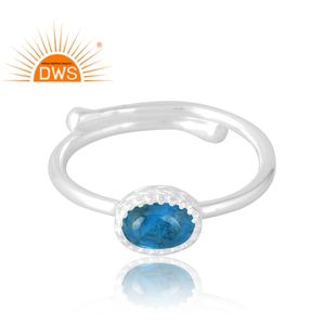 แหวนพลอยอะพาไทต์ทำจากเงินแท้925ขายดีเครื่องประดับตามสั่งของขวัญสำหรับผู้หญิงสำหรับเธอ - Product Image 3