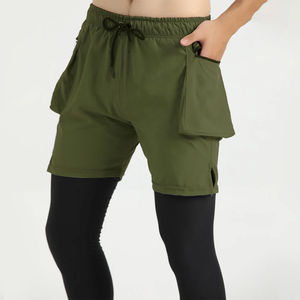 Nuevas llegadas pantalones cortos de cintura alta con logotipo personalizado pantalones cortos de entrenamiento de gimnasio sin costuras para hombres pantalones cortos de entrenamiento de gimnasio transpirables OEM - Product Image 6