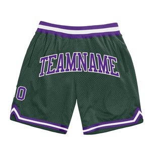 Industrie Direct Engro Sportswear Pantalones cortos de baloncesto Custom Hunter Green Purple-White Authentic Throwback Basketball Shorts - Product Image 1
