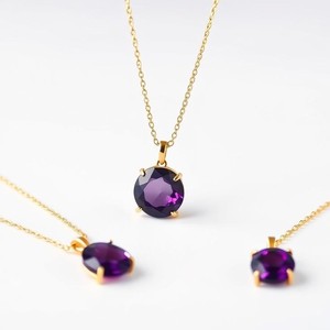 18K Gold Plated Vintage Style 925 <b>Sterling</b> <b>Silver</b> Amethyst Necklace with Purple Natural Stone <b>For</b> <b>Women</b> and Girls - Product Image 6