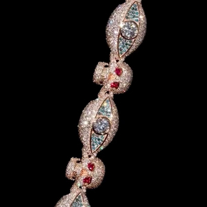 Pulsera de Plata de Ley 925 con Incrustaciones de Diamantes Moissanite VVS, Estilo Hip Hop, Modelo Evil Link, Fabricante de Joyería de la India - Product Image 1