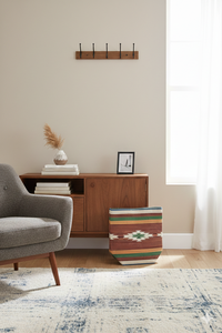 Bolsa de Compras de Algodón Tejida a Mano, Reversible, con Patrón Geométrico, 40x40x12cm, Cierre Magnético, Asa Larga, para Uso Diario, Venta al Por Mayor - Product Image 4