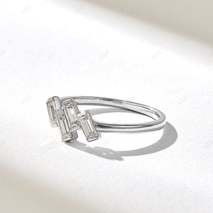 Nueva llegada, venta al por mayor, corte Baguette, anillo de cuatro diamantes naturales, anillo de compromiso de oro sólido Vintage, anillo de propuesta apilable Simple - Product Image 5