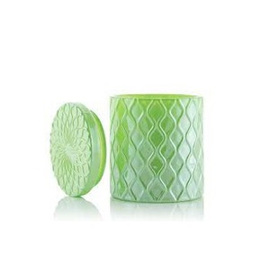 TQC Unique Modern Design Green Cylinder Glass Candle Jar Handmade Eco-Friendly with <b>Lid</b> for Home Hotel Restaurants Wedding <b>Decor</b> - Product Image 1