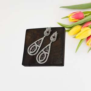 Pendiente de gota y colgante de piedras preciosas de granate natural Plata de Ley 925 Pendiente colgante hecho a mano Exportadores de joyería - Product Image 2