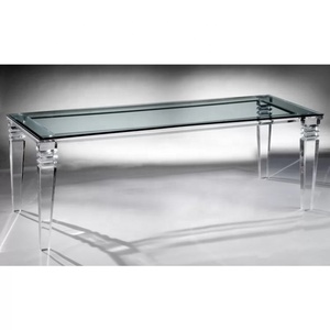 Phong cách đơn giản mạnh mẽ và dày Acrylic bàn ăn với tinh thể rõ ràng chân <span class=keywords><strong>lucite</strong></span> Acrylic bàn ăn cho phòng ăn - Product Image 1