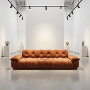 Sofá Moderno de Tela con Mechones, Tres Plazas, Brazos Acolchados, Estilo Chesterfield Contemporáneo, Muebles para Sala de Estar - Product Image 3