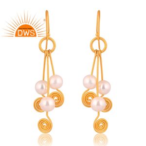 ต่างหูอัญมณีไข่มุกธรรมชาติชุบทอง18K ดีไซน์ตามสั่งเครื่องประดับสำหรับผู้หญิงของขวัญสำหรับผู้หญิง - Product Image 1