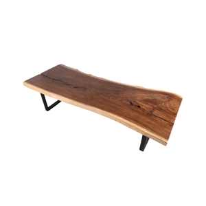 Modern Solid Suar Wood <b>Live</b> <b>Edge</b> Dining <b>Table</b> with Natural Slab Top & Wood Legs for Home Furniture Villa Hotel Use - Product Image 2