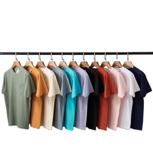 Multi-colors Solid Color Custom Logo Left <b>Pocket</b> Cotton <b>T</b>-<b>shirt</b> Blank Plain Women <b>Men's</b> Heavy Cotton <b>T</b>-<b>shirt</b> for <b>men</b> - Product Image 1