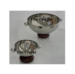 Cuenco de chocolate de acero inoxidable con base de madera, vajilla para el hogar de la mejor calidad, Juego de 2 tamaños diferentes - Product Image 1