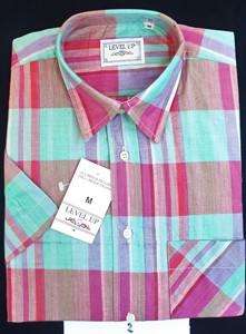 Camicia da uomo di alta qualità in cotone 100% manica corta quadri colorati seguendo <span class=keywords><strong>la</strong></span> tradizione Made in Italy export - Product Image 4