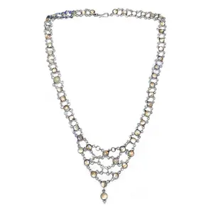 Collar de Plata 925 con Piedra Lunar para Mujer, Joyería de Moda con Cuentas - Product Image 2