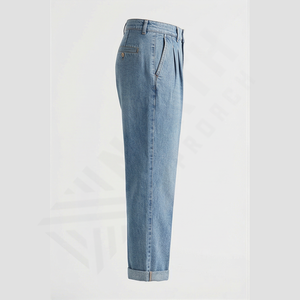 Jeans pour homme automne-hiver, style rétro, taille mi-haute, coupe droite, décontracté, fermeture éclair, lavage clair, léger, séchage rapide, tendance - Product Image 3