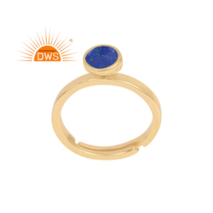 Best Selling Sterling Silver 18K Gold Plated Natural <b>Lapis</b> <b>Lazuli</b> Gemstone Stackable <b>Ring</b> Demi Fine Jewelry Manufacturer - Product Image 1