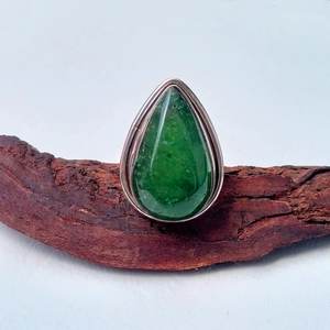 Bague en argent sterling 925 faite à la main fraise verte poire coupe lunette diamant pierre femmes filles fête porter des cadeaux d'anniversaire - Product Image 1