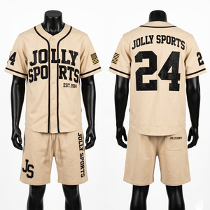 Men Baseball Jersey Short <b>Set</b> GSM Premium Polyester Brown Piped Panels Custom Sublimation Embroidery jersey short <b>set</b> for men's - Product Image 2