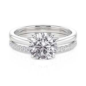 Jeulia Classic Round Cut Diamond <b>Sterling</b> <b>Silver</b> Wedding Ring <b>Set</b> - Product Image 2