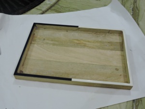 Plateau de service en bois de style luxueux, écologique, fait à la main, couleur marron argenté, avec poignée en métal, décoration de table, meilleure qualité, meilleur prix - Product Image 5
