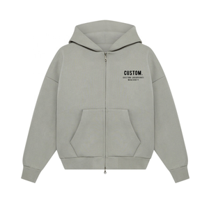 High Quality Cotton Boxy <b>Zip</b>-up <b>Hoodie</b> Heavyweight Oversized Double Zipper <b>Hoodie</b> Custom Cropped Full <b>Zip</b> up Men's Hoodies - Product Image 3