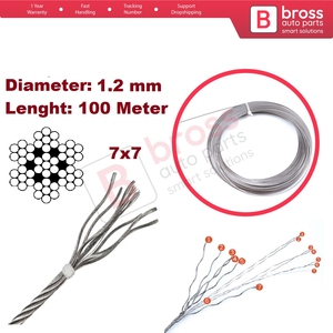สายเคเบิลซ่อมชุดล็อคฝากระโปรงท้ายรถยนต์ BDP1299  วัสดุเหล็ก AISI 304  ขนาดเส้นผ่านศูนย์กลาง 1.2 มม. ความยาว 100  แบบ 7x7 สแตรน - Product Image 5