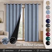 Rideaux occultants unis à œillets en polyester pour chambre et salon, 132x214cm, taille personnalisée, vente en gros