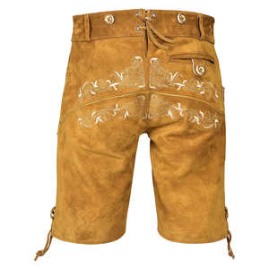 German <b>Men's</b> Bavarian <b>Leather</b> Lederhosen <b>Shorts</b> with Zipper Fly Knee-Length Casual Wear - Product Image 5