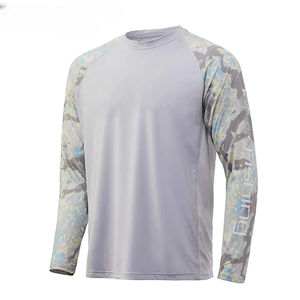 เสื้อตกปลาแขนยาวมีฮู้ดสำหรับผู้ชายผ้าโพลีเอสเตอร์แห้งเร็ว UPF 50ระบายอากาศได้สำหรับกลางแจ้ง - Product Image 2