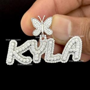 Colgante de Letra con Diamantes Cultivados en Laboratorio, Chapado en Oro de 10K, Estilo Hip Hop Cristiano Unisex, Corte Brillante Redondo - Product Image 3