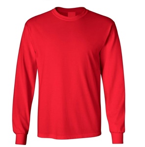 <b>Long</b> Sleeve Cotton Spandex <b>Tshirts</b> Breathable O Neck Round High Quality Plus Size Oversized Casual Outerwear Wholesale Low Price - Product Image 1