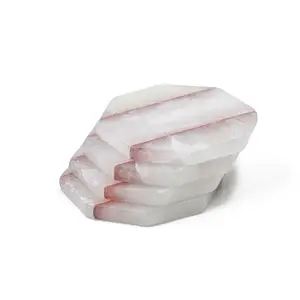Most Selling Italian Alabaster White and Pink Color Coaster Set for Table Ware At Best Price