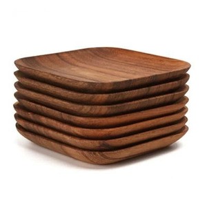 Assiettes rondes en bois Acacia Assiette ronde en bois Plateau de cuisine Vaisselle polyvalente pour plats Snack Dessert - Product Image 5