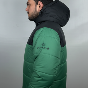 Chaqueta Acolchada con Logotipo Personalizado para Hombre, Chaqueta de Invierno Cálida con Bloques de Color Negro y Verde, Chaqueta Acolchada para Hombre - Product Image 2