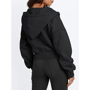 Vente en gros de sweats personnalisés à fermeture éclair, sweats à capuche courts, vestes polaires, pull zippé pour femme, tenues d'automne, vêtements d'hiver - Product Image 6