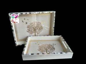 Plateau de service décoratif élégant en nacre de qualité export pour la cuisine, le salon, le service de café, les mariages et les événements - Product Image 4