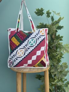Handmade Cotton Quilted Tote <b>Bag</b> for Women <b>Patchwork</b> Printed Grocery Beach or Shopping - Product Image 5