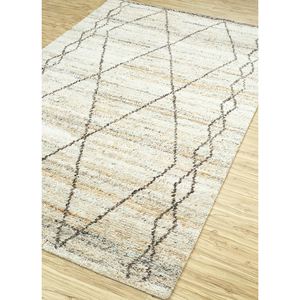 Tapis en polyester noué à la main Zuri Classic Ivory, motifs géométriques et abstraits pour le salon ou le couloir - PKPL-14 - Product Image 2