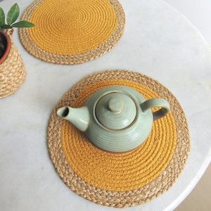 Jute Dinning <b>Table</b> <b>Mat</b> With Yellow Colored Use As Center <b>Table</b> Decor Placemat House Warming Gift for New Home - Product Image 6