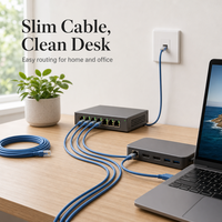 Kabel Patch Ethernet Cat6A UTP Ultra Tipis 28AWG Tembaga Telanjang Terpilin 10Gbps 500MHz RJ45 untuk Rak Server