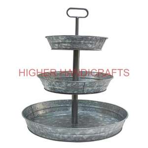 Plateau en métal galvanisé en gros plateau de service décoratif de ferme plateau de rangement de pièce maîtresse en fer ustensiles de cuisine - Product Image 2