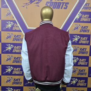 Veste de luxe personnalisée blanc bourgogne pour hommes manches en cuir Letterman Varsity Jacket pour hommes - Product Image 5